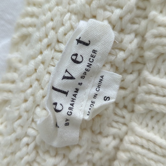 Velvet by Graham & Spencer, S, cream cable knit bubble sweater - Picture 3 of 4